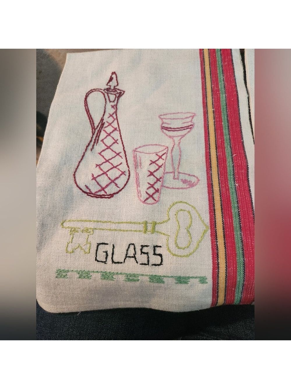 Vintage New Needlework Kitchen Towel, Embroidery